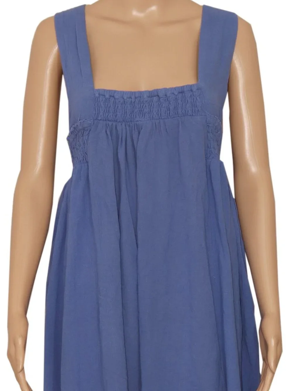 Free People Delphine Midi Dress Sleeveless Pull On Smocked Square Neck S